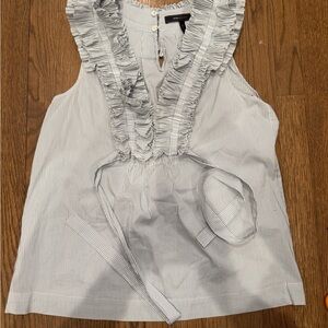 BCBG blue stripe ruffle blouse medium